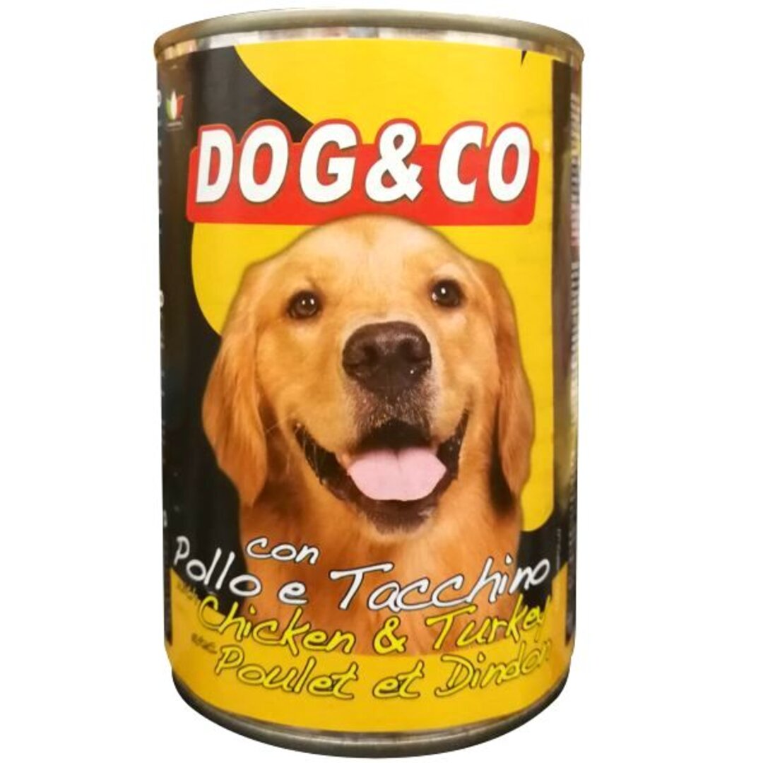 DOG&CO ძაღლის სველი საკვები ქათმით და ინდაურით