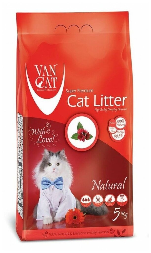 Van Cat ვან ქეთი კატის ტუალეტის ქვიშა სურნელის გარეშე 5კგ 