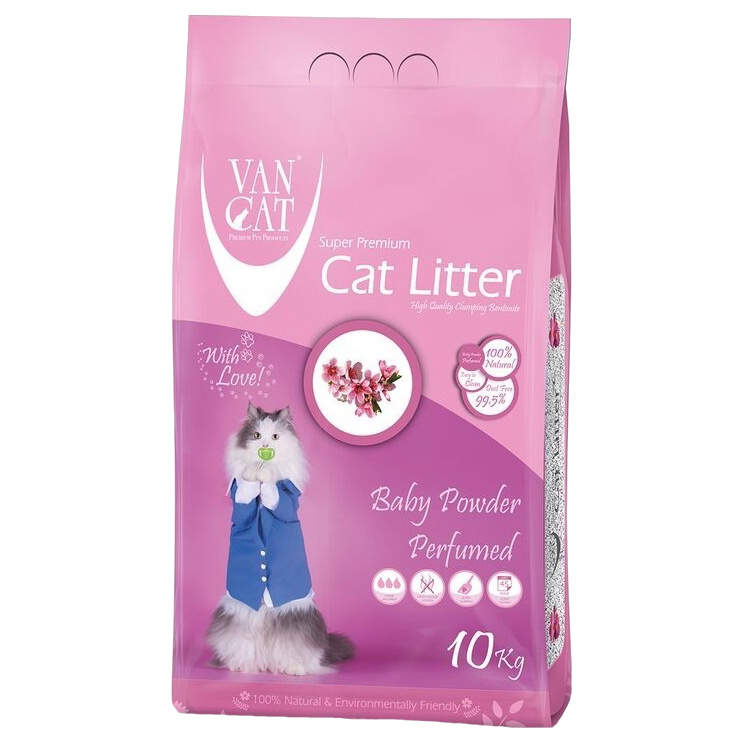 Van Cat ვან ქეთი კატის ტუალეტის ქვიშა ბავშვის პუდრის სურნელით 5კგ 